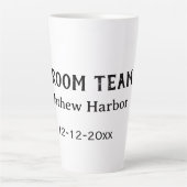 Groom team groomsman name date bachelore party カフェラテマグ (正面)