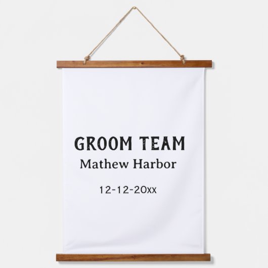 Groom team groomsman name date bachelore party 吊り下げ型タペストリー (正面)