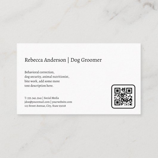 Groomer Brushing Dog | Animal Services 名刺 (裏面)