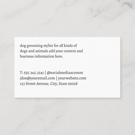 Groomer Brushing Dog Fur  名刺 (裏面)
