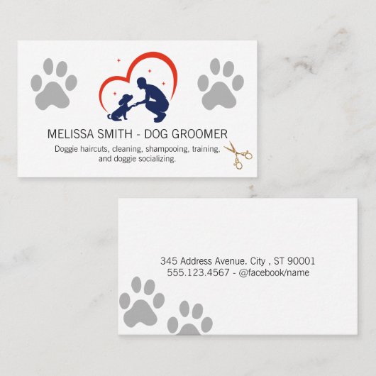 Groomer Care Logo | Dog Paw 名刺 (正面/裏面)