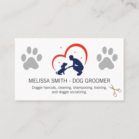 Groomer Care Logo | Dog Paw 名刺 (正面)