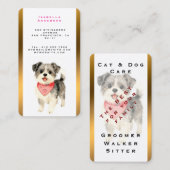 Grooming Dog Personalized Gold Elegant Collection 名刺 (正面/裏面)