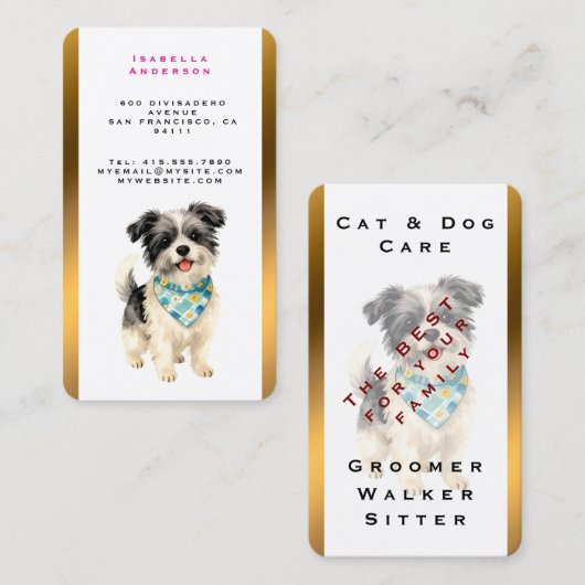 Grooming Dog Personalized Luxury Trendy Collection 名刺 (正面/裏面)