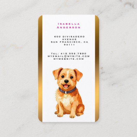 Grooming Pet Personalized Gold Elegant Collection 名刺 (正面)