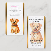 Grooming Pet Personalized Gold Elegant Collection 名刺 (正面/裏面)
