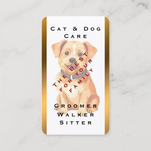 Grooming Pet Personalized Gold Elegant Collection 名刺 (裏面)