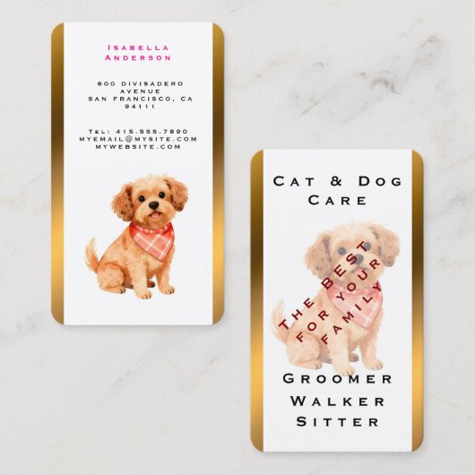 Grooming Pet Personalized Luxury Modern Collection 名刺 (正面/裏面)