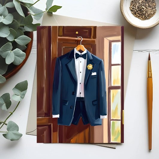  groom's  タキシード | ウェディング バチェラー 水彩画 ポストカード