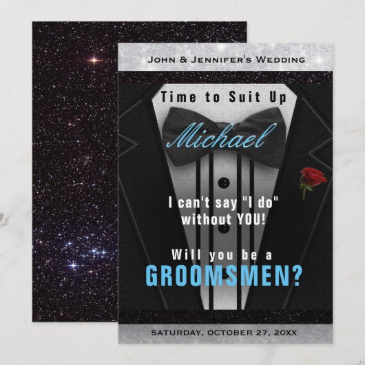 groom's attendant タキシード招待状 スタイリッシュに決めろ 招待状 (正面/裏面)