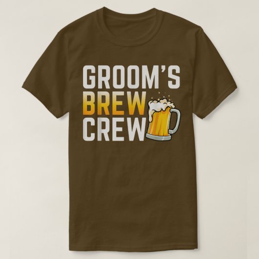 Grooms Brew Crewの結婚Groomsmen Beer Team Bache Tシャツ (デザイン正面)