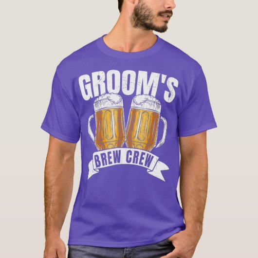 Grooms Brew Crew  Funny Group Beer Drinking Team Tシャツ (正面)