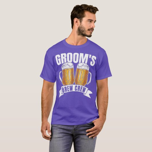 Grooms Brew Crew  Funny Group Beer Drinking Team Tシャツ (正面フル)