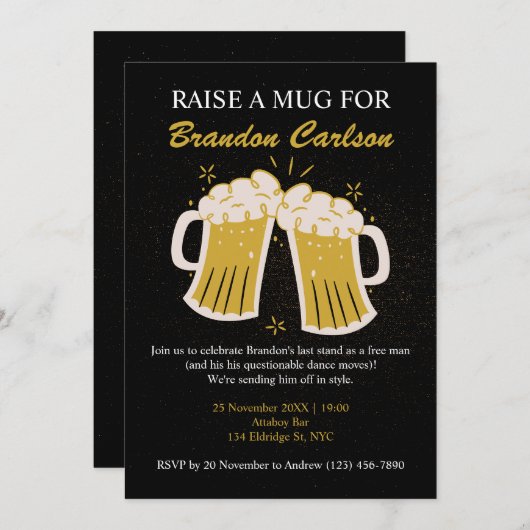 Groom's Last Toast & Beer Bash Bachelor Invitation 招待状 (正面/裏面)