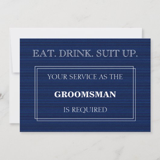 Groomsmanとしてのあなたのサービスは青で要求される 招待状 (正面)