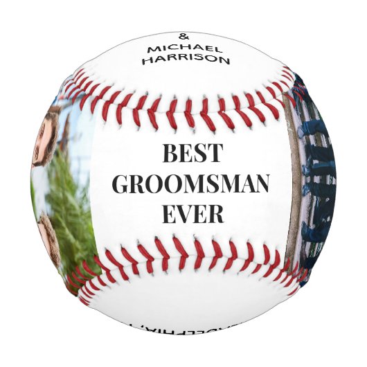 Groomsmanのお土産パーソナライズされた写真 野球ボール (正面)