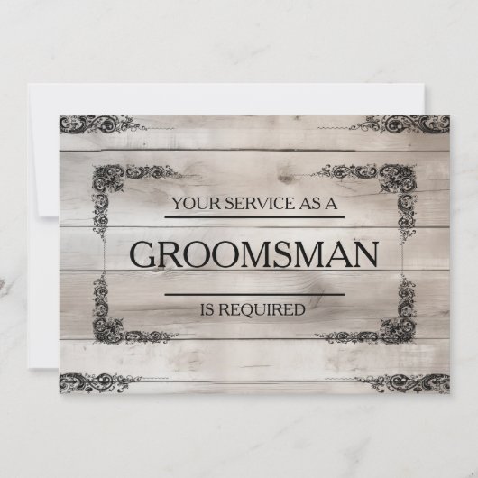 Groomsmanの木製カード 招待状 (正面)