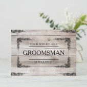 Groomsmanの木製カード 招待状 (スタンド正面)