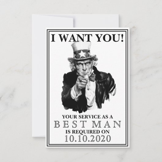 Groomsmanまたは花婿介添人提案招待状 招待状 (正面)