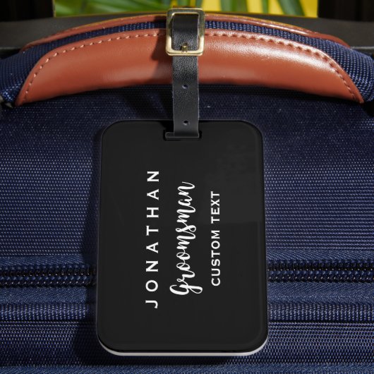 Groomsmanカスタムウェディングフライトモノグラムモダン ラゲッジタグ (正面インサイチュ2)