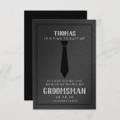 Groomsmanカード-黒結びIIオフ黒 招待状 (正面/裏面)