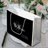 Groomsmanギフトスクリプトモノグラム名シックブラック ラージペーパーバッグ