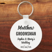 Groomsmanギフトモダンタイポグラフィ結婚ズ キーホルダー (裏面)