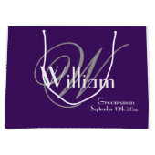 Groomsmanギフトモノグラム+名前シモダンッカッコいいク ラージペーパーバッグ (正面)