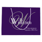 Groomsmanギフトモノグラム+名前シモダンッカッコいいク ラージペーパーバッグ (裏面)