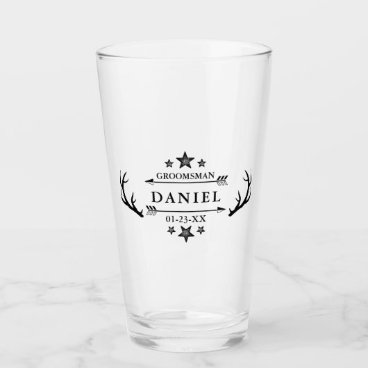Groomsmanギフト結婚式の引き出物パーソナライズされた〔雄ジカの〕枝角 タンブラーグラス (正面)