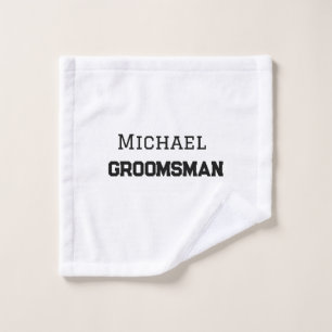 Groomsmanシンプルミニマル名の追加モダン男らし名 ウォッシュタオル