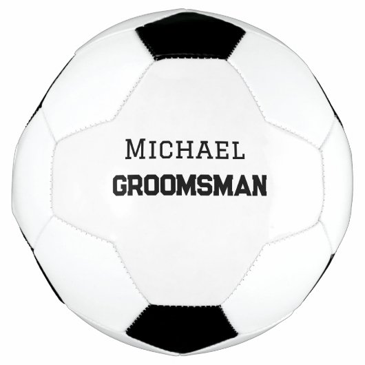 Groomsmanシンプルミニマル名の追加モダン男らし名 サッカーボール (正面)