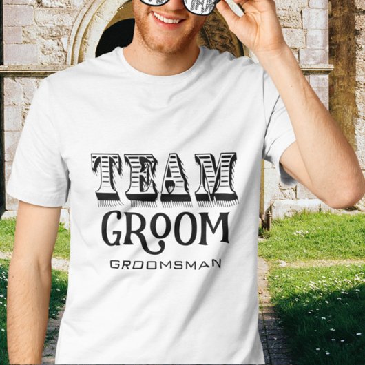 Groomsmanチームグルームハンドレターブラックインク Tシャツ