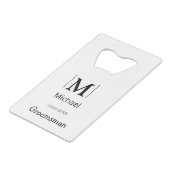 groomsmanバチェロレッテ名のモダン追加simpl クレジットカード栓抜き (正面アングル)