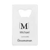 groomsmanバチェロレッテ名のモダン追加simpl クレジットカード栓抜き (裏面)