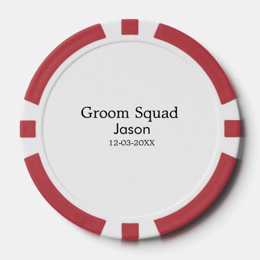 groomsmanバチェロレッテ名のモダン追加simpl ポーカーチップ (正面)