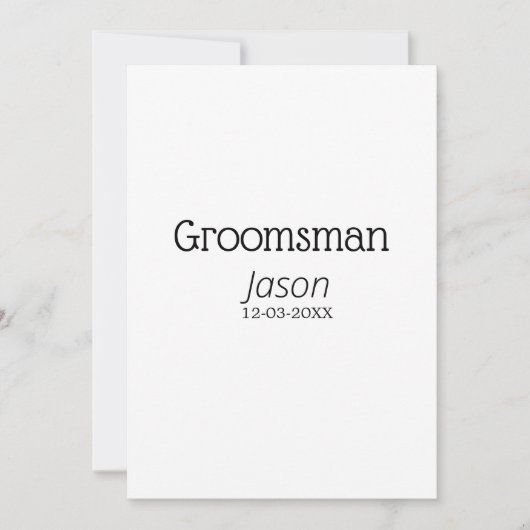 groomsmanバチェロレッテ名のモダン追加simpl 招待状 (正面)