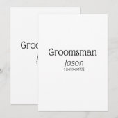 groomsmanバチェロレッテ名のモダン追加simpl 招待状 (正面/裏面)