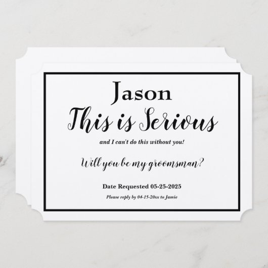Groomsmanリクエストこの名前は重大な名前オプションです 招待状 (正面/裏面)