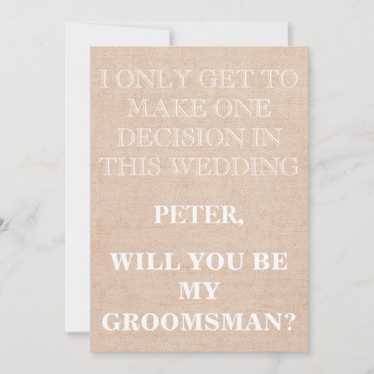 Groomsmanリクエストとしてのサービス 招待状 (正面)
