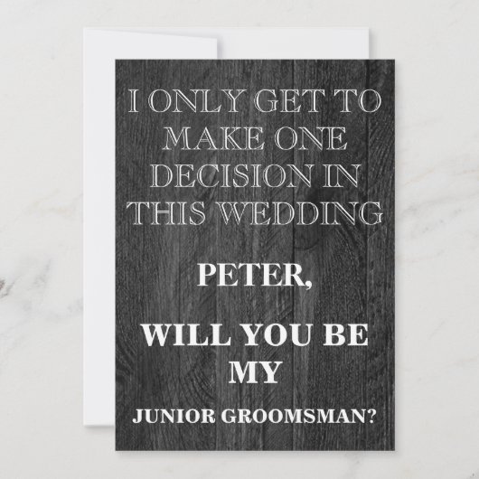 Groomsmanリクエストとしてのサービス 招待状 (正面)