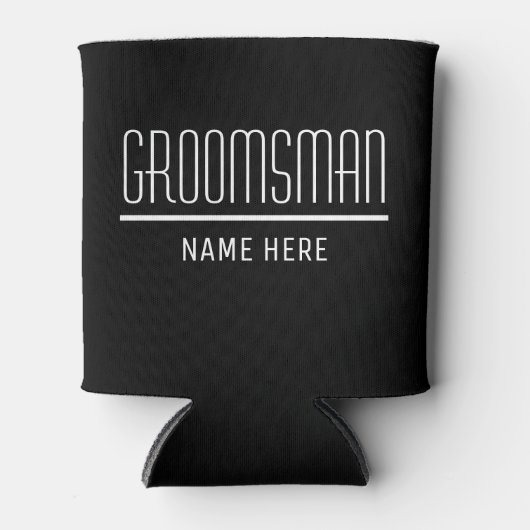 Groomsman名前をカスタムすると日付 缶クーラー (正面)
