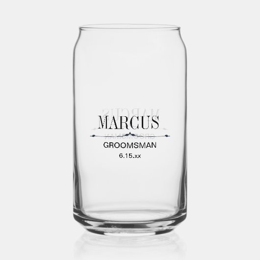 Groomsman名結婚の日付 ガラス缶 (正面)