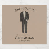 Groomsman提案の時間に合わせてヴィンテージTuxedo ビールラベル (シングルラベル)