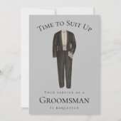 Groomsman提案の時間に合わせてヴィンテージTuxedo 招待状 (正面)