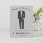 Groomsman提案の時間に合わせてヴィンテージTuxedo 招待状 (スタンド正面)