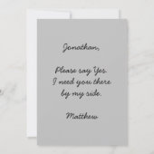 Groomsman提案の時間に合わせてヴィンテージTuxedo 招待状 (裏面)