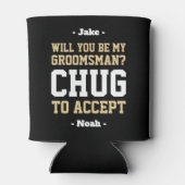 Groomsman提案Chag受け入れる黒い金ゴールド白 缶クーラー (裏面)