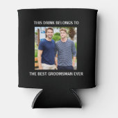 Groomsman最高の Ever写真パーソナライズされたブラック 缶クーラー (正面)