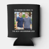 Groomsman最高の Ever写真パーソナライズされたブラック 缶クーラー (裏面)